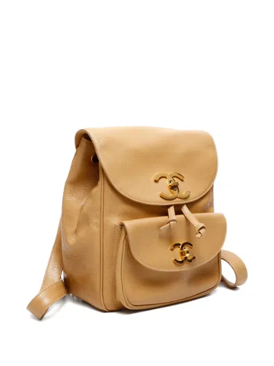 Pre-owned Chanel 1994-1996 Cc-mark Turn-lock Leather Backpack