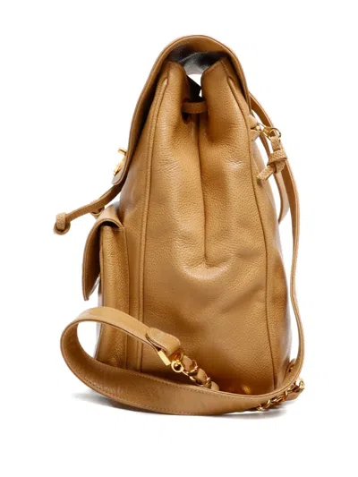 Pre-owned Chanel 1994-1996 Cc-mark Turn-lock Leather Backpack