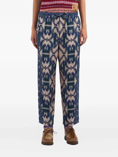Pierre-louis Mascia Geometric-pattern Drawstring Trousers In Multi