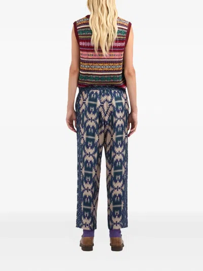 Pierre-louis Mascia Geometric-pattern Drawstring Trousers In Multi