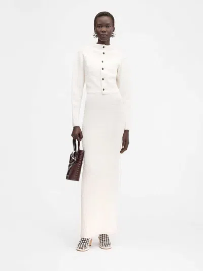 Jacquemus Womens Off-white The Scala Croc-embossed Woven-stretch Cardigan