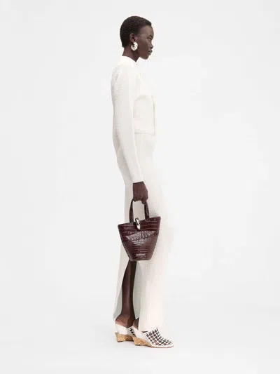 Jacquemus Womens Off-white The Scala Croc-embossed Woven-stretch Cardigan