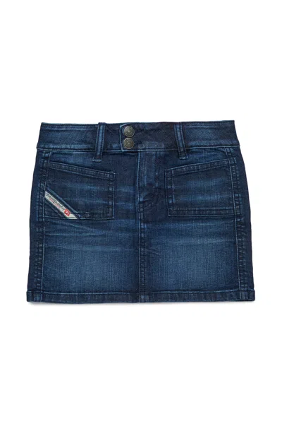 Diesel Cotton Mini Skirt In Blue