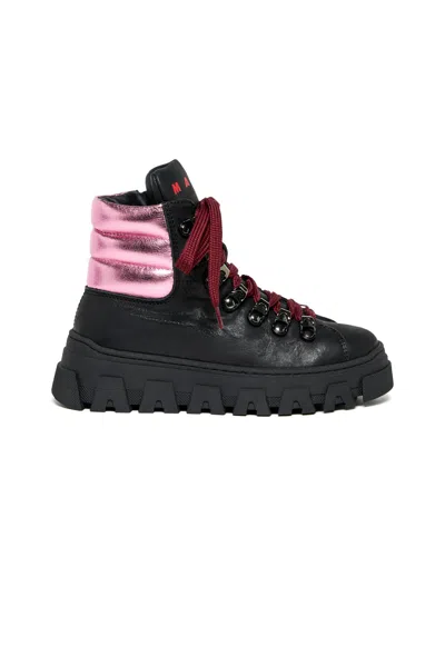 Marni Stivali Hiking Con Collo A Contrasto In Black