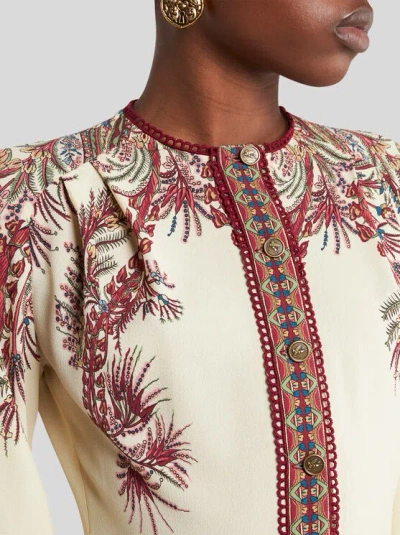 Etro Sable Midi Dress With Floral Paisley Print In Nude