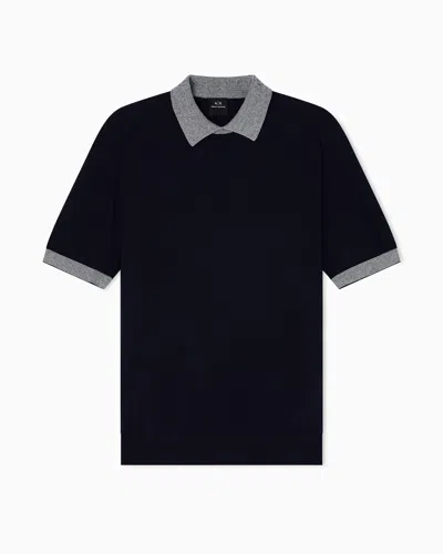 Armani Exchange Knitted Polo Shirts In Black