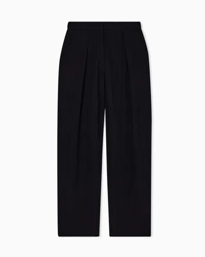 Emporio Armani Asv Chevron Motif Jersey Trousers With Pleats In Black