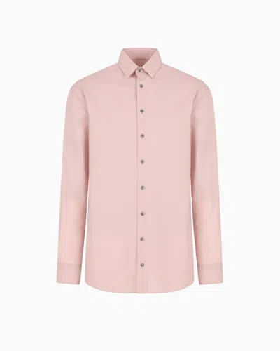 Giorgio Armani Chemise Coupe Classique En Coton Seersucker In Pink