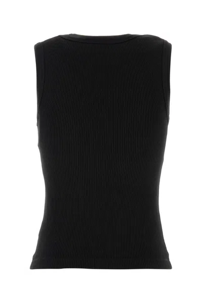 Agolde Ribbed-knit Sleeveless Top In Black