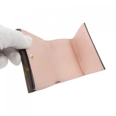 Pre-owned Louis Vuitton Marron Rose Ballerine Coated Canvas Wallet (tri-fold) () In Multi