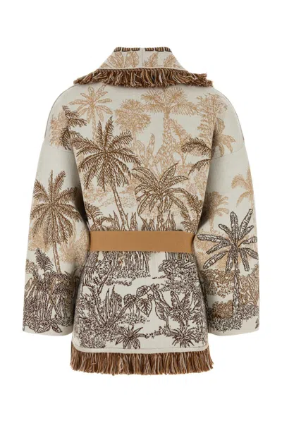 Alanui Embroidered Wool Blend Cardigan In Neutral