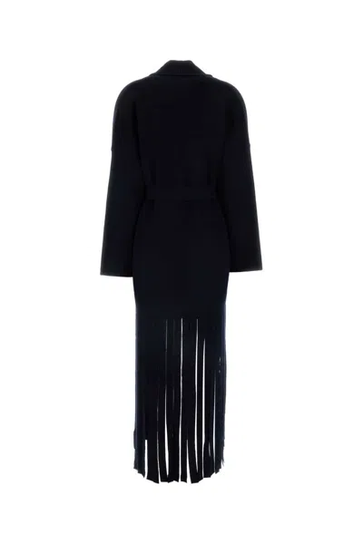 Alanui Midnight Blue Wool Blend Electric Fringes Coat In Blue