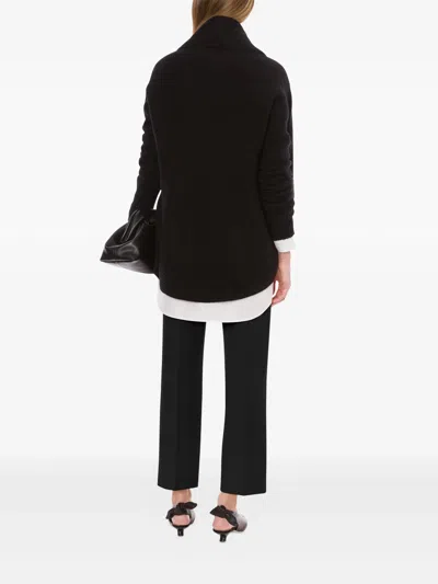 Alberta Ferretti Long Sleeve Collarless Shirt With Scarf Detail In White