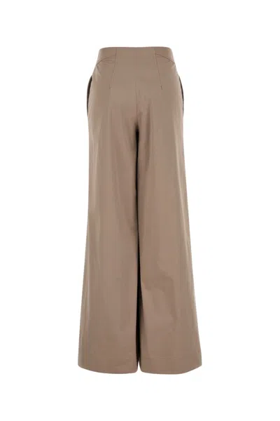 Alberta Ferretti Alberta Ferreti Cappuccino Stretch Cotton Wide-leg Pant In Brown