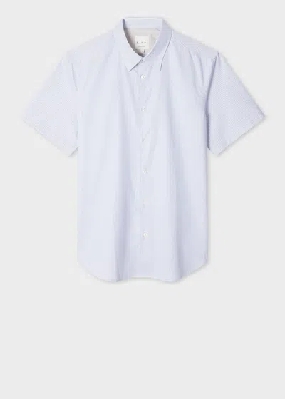 Paul Smith Short-sleeve Buttoned Geo Stripe Shirt In White