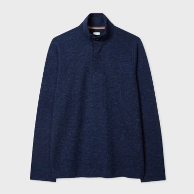 Paul Smith Navy Textured Marl Funnel Neck Sweatshirt Blue In Blue