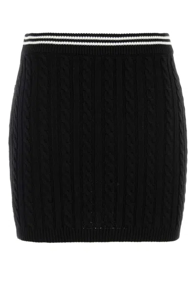 Alessandra Rich Womens Black Cable-knit Slim-fit Cotton Mini Skirt In Black