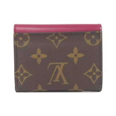 Pre-owned Louis Vuitton Monogram Fuchsia Marron Coated Canvas Leather Wallet (bi-fold) () In Multi