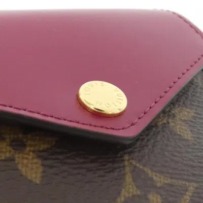 Pre-owned Louis Vuitton Monogram Fuchsia Marron Coated Canvas Leather Wallet (bi-fold) () In Multi