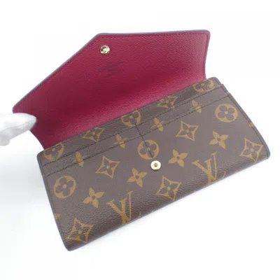Pre-owned Louis Vuitton Monogram Fuchsia Marron Coated Canvas Long Wallet (bi-fold) () In Multi