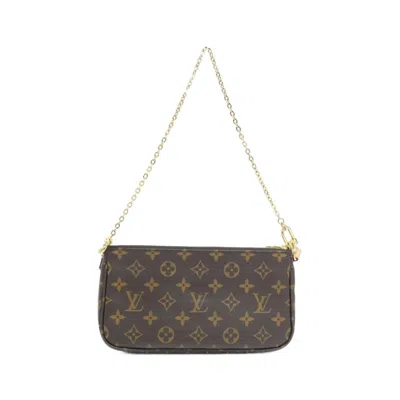 Pre-owned Louis Vuitton Monogram Khaki Marron Coated Canvas Pochette Shoulder Bag ()