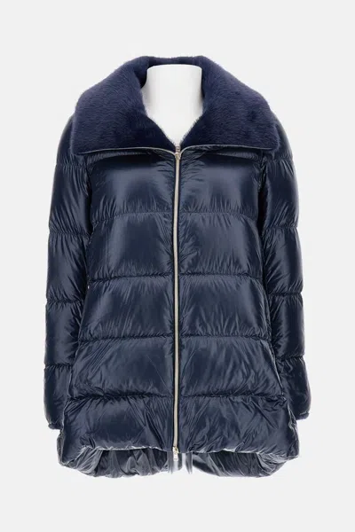Herno Ultralight Nylon Down Jacket And Lady Alternative Fur