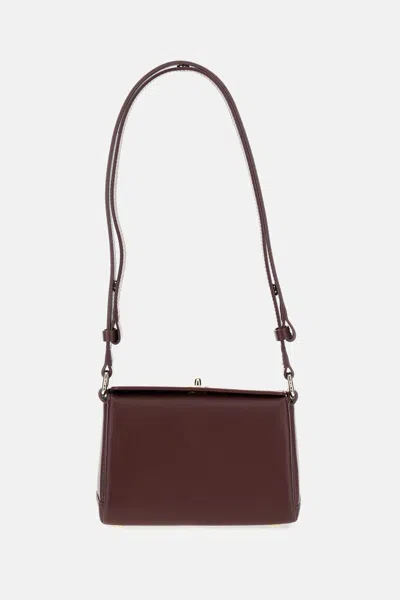 Plan C Burgundy Smooth Grain Calfskin Mini Shoulder Bag In Burgundy