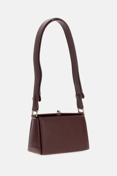 Plan C Burgundy Smooth Grain Calfskin Mini Shoulder Bag In Burgundy