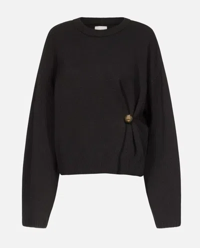 Loulou De Saison Bill Draped Metallic-ornament Sweater In Black
