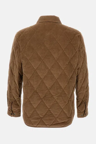 Woolrich Corduroy Quilted Chest Pockets Long Sleeves In Brown