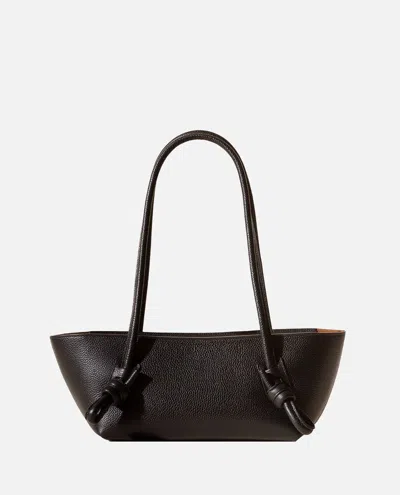 Hereu Textured Shoulder Bag Knotted Handles In Brown