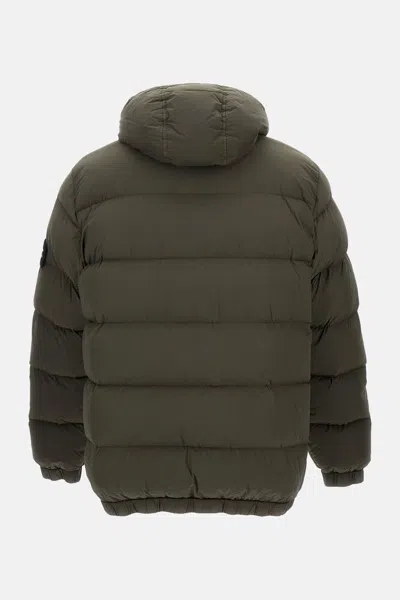 Stone Island Oversized Green Puffer Jacket In Gray