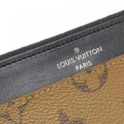 Pre-owned Louis Vuitton Monogram Reverse Marron Coated Canvas Long Wallet (bi-fold) () In Brown