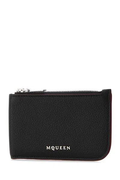 Alexander Mcqueen Black Leather Card Holder In Black
