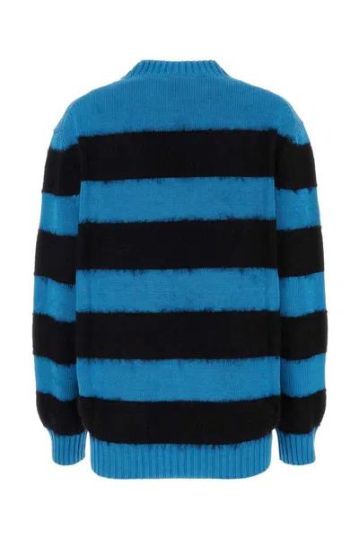 Alexander Mcqueen Multicolor Embroidered Cotton Blend Sweater In Blue