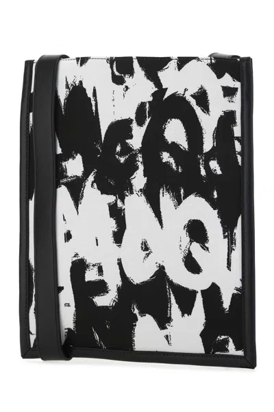 Alexander Mcqueen Graffiti-print Shoulder Bag In Neutral