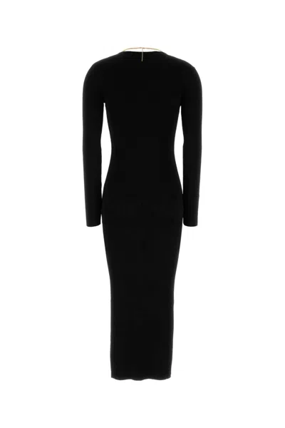 Alexander Wang Stretch Viscose Blend Dress With Gold-tone Detail In Black