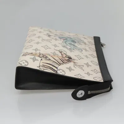 Pre-owned Louis Vuitton Savane White Canvas Clutch Bag ()
