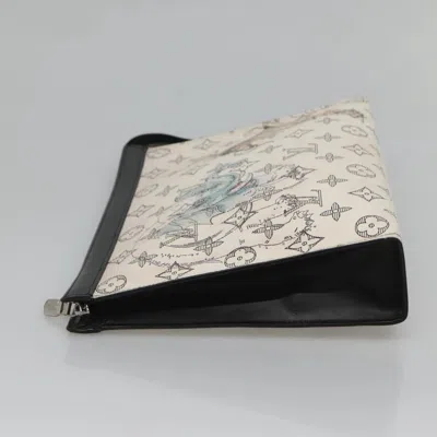 Pre-owned Louis Vuitton Savane White Canvas Clutch Bag ()