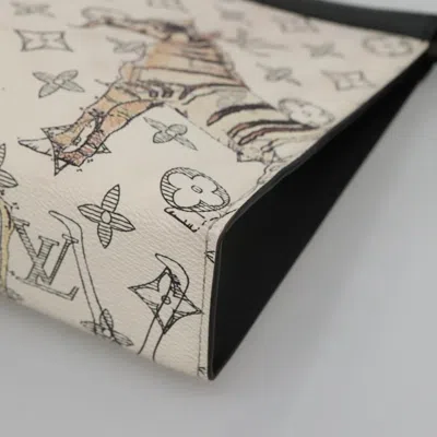 Pre-owned Louis Vuitton Savane White Canvas Clutch Bag ()