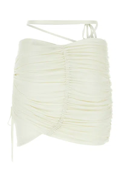 Andrea Adamo Ivory Viscose Mini Skirt