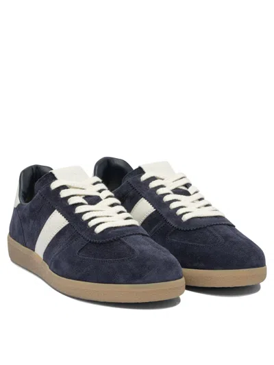 Tom Ford Low Top Sneakers With Contrast Heel Tab In Blue