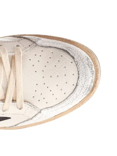 Golden Goose Ballstar Black And White Low Top Sneakers With Star Patch On The Side And Contrasting Heel With Writ In White