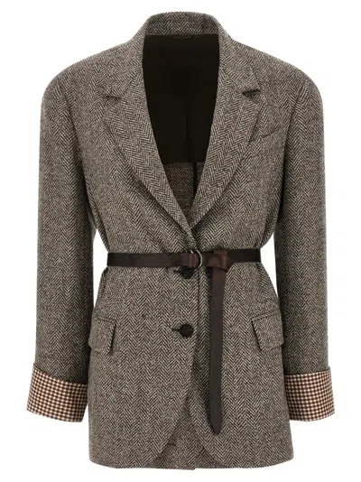 Brunello Cucinelli Belt Blazer Blazers Brown