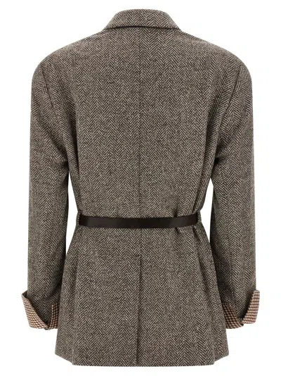 Brunello Cucinelli Belt Blazer Blazers Brown