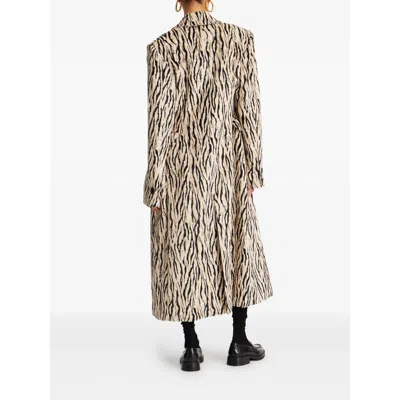 Rotate Birger Christensen Rotate Zebra Print Long Coat With Double-breasted Design And Large Lapels In Animal Print