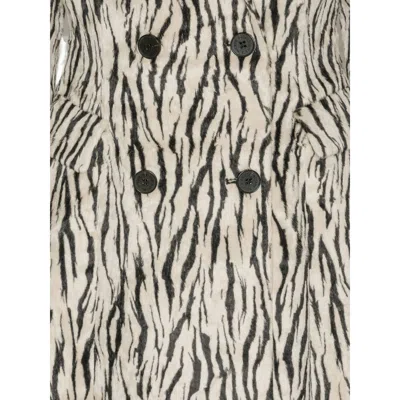 Rotate Birger Christensen Rotate Zebra Print Long Coat With Double-breasted Design And Large Lapels In Animal Print