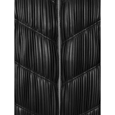 Rotate Birger Christensen Faux Leather Pleated Bomber Jacket In Black
