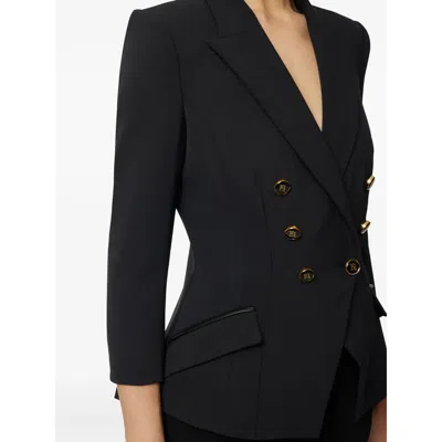Elisabetta Franchi Tailored Blazer With Padded Shoulders And Peak Lapels In Black
