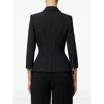 Elisabetta Franchi Tailored Blazer With Padded Shoulders And Peak Lapels In Black